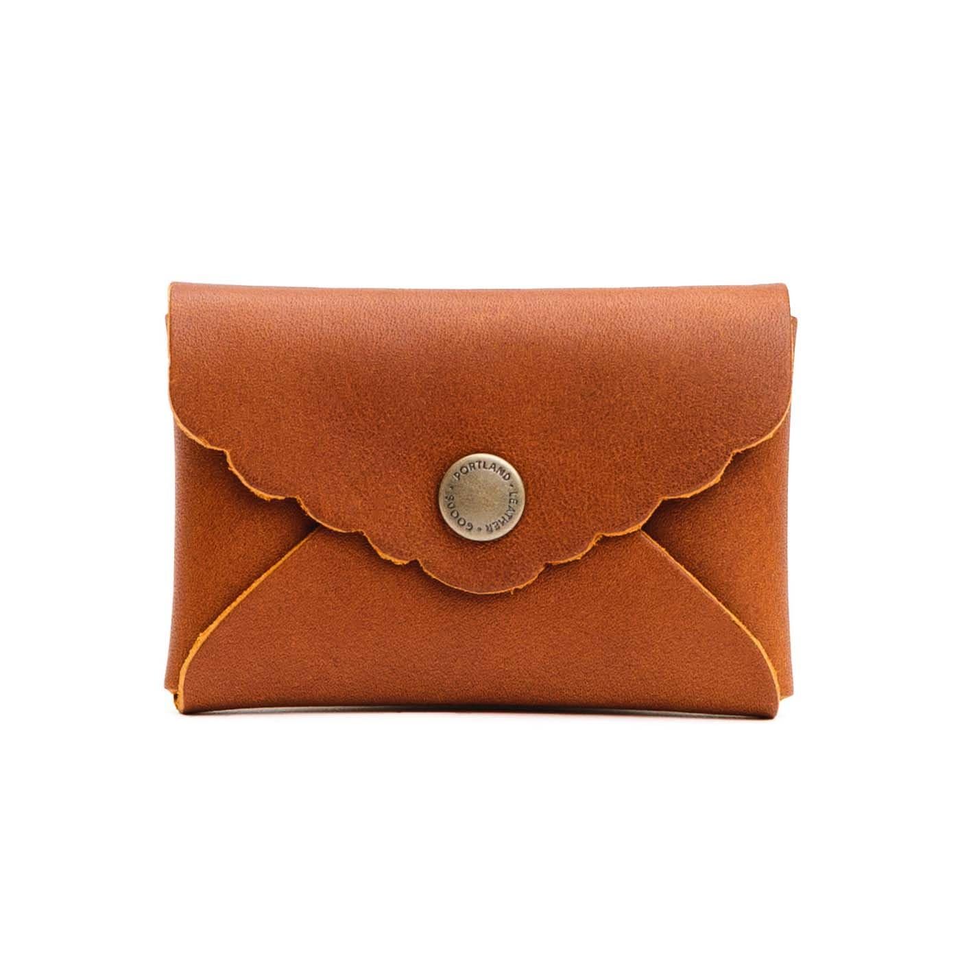HOTPortland Leather Goods Mini Daisy Wallet for Women – Handmade from the Finest Full-Grain Hides – Features Envelope Design with Snap Closure – Honey