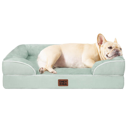 HOTEHEYCIGA Orthopedic Dog Beds for Extra Large Dogs 44x32Inch, Polyurethane Foam XL Pet Bed with Sides, Non-Slip and Egg-Crate Foam Big Dog Couch Bed with Washable Removable Cover, Grey