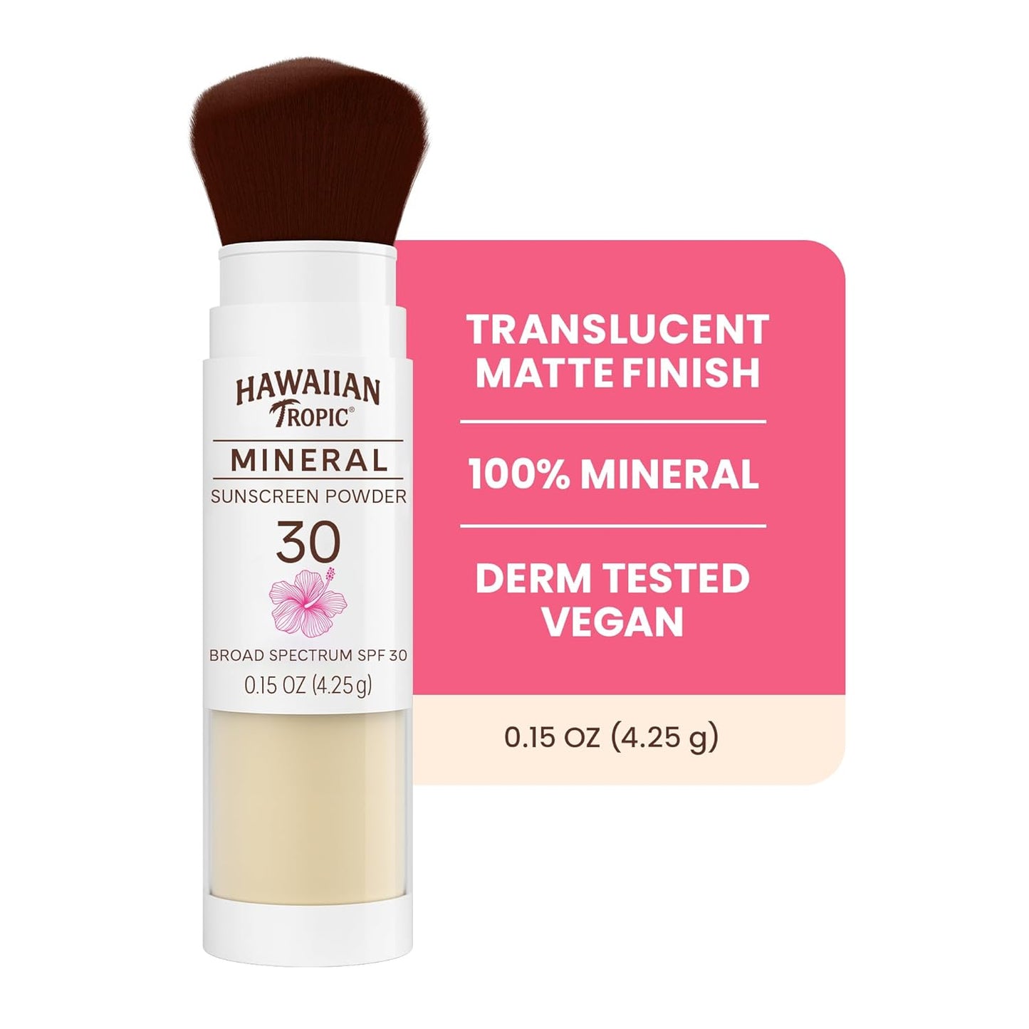 HOTHawaiian Tropic Mineral Powder Sunscreen Brush SPF 30, SPF Powder Sunscreen for Face, Brush On Sunscreen Powder for Face, Translucent Powder SPF 30, Hawaiian Tropic Sunscreen Powder, 0.15 oz