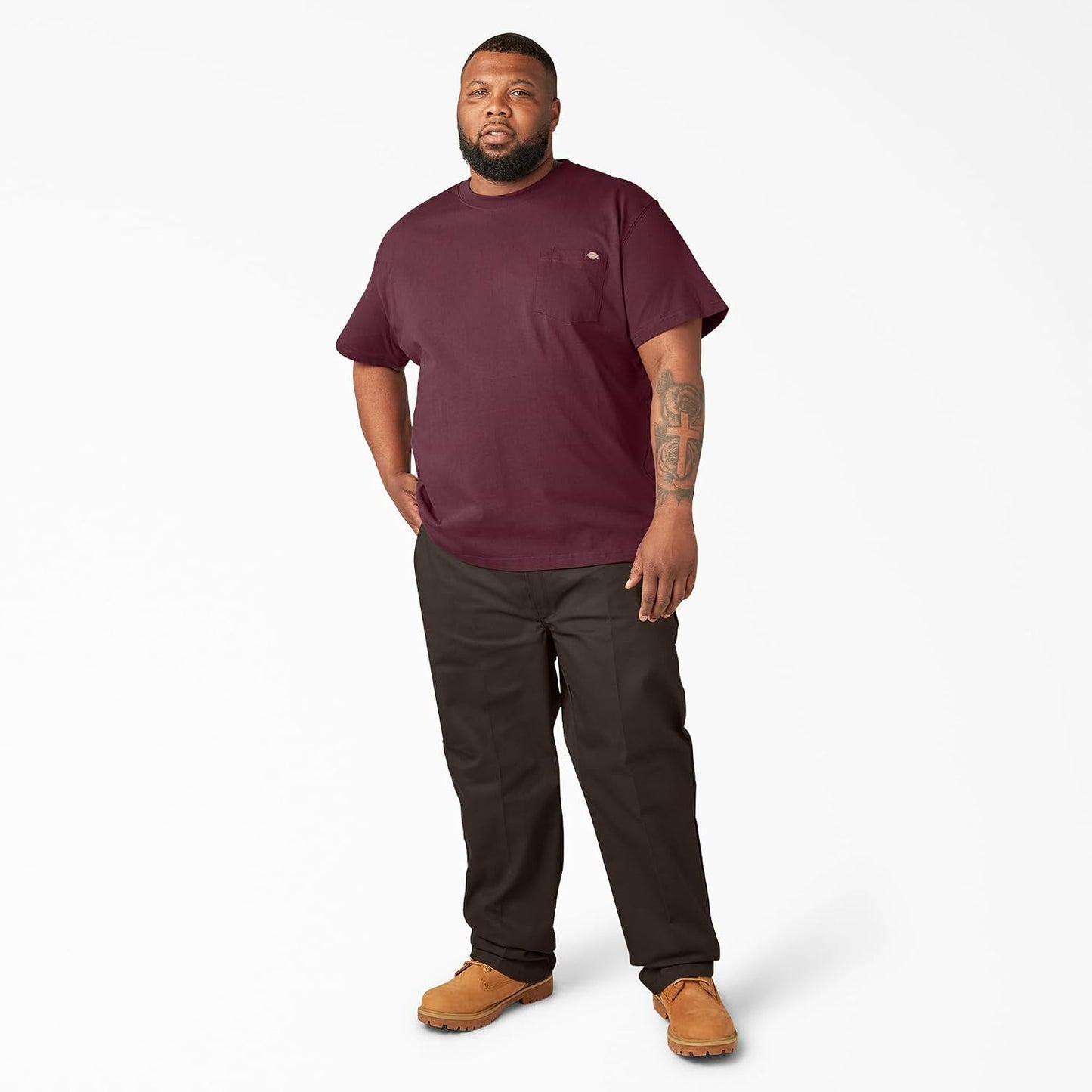 HOTDickies Men's Heavyweight Heathered Short Sleeve Pocket T-Shirt