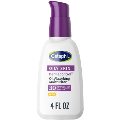 HOTCetaphil DermaControl Oil Absorbing Moisturizer with SPF 30, For Sensitive, Oily Skin, 4 Fl oz, Absorbs Oil, Reduces Shine, Hydrates, Protects, No Added Fragrance | Fragrance-Free Daily Face Moisturizer With Sunscreen, Reduces Shine, Hydrates Sensitive
