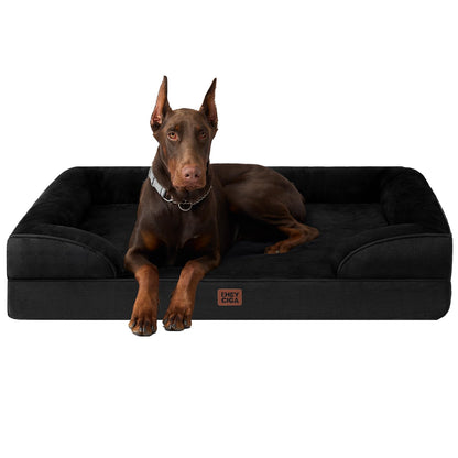 HOTEHEYCIGA Orthopedic Dog Beds for Extra Large Dogs 44x32Inch, Polyurethane Foam XL Pet Bed with Sides, Non-Slip and Egg-Crate Foam Big Dog Couch Bed with Washable Removable Cover, Grey