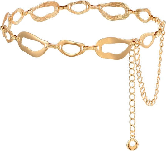 HOTTRIWORKS Waist Chain for Women Ladies Metal Link Chunky Chain Belt for Dresses