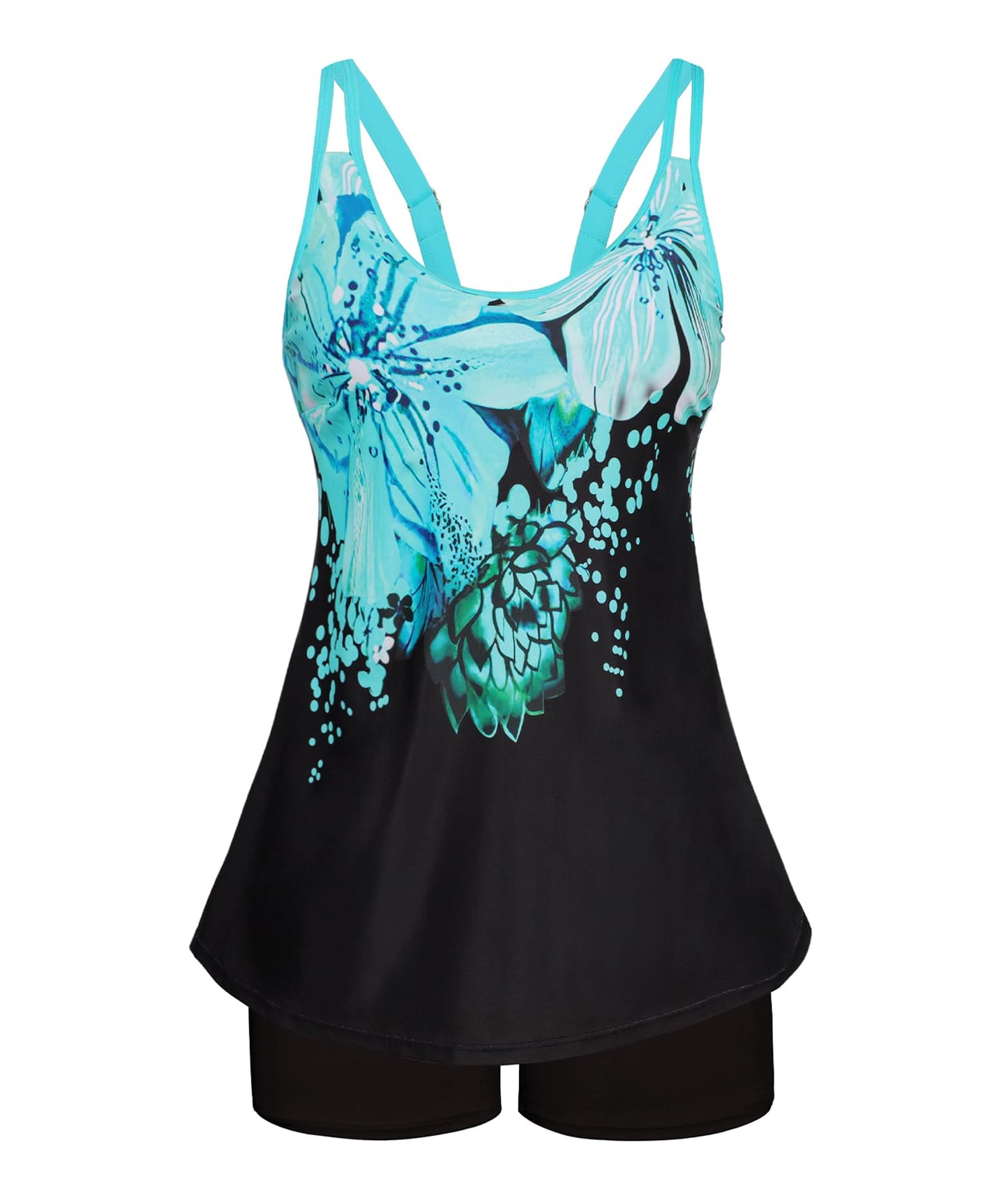 HOTArolina Tankini Swimsuits for Women Tummy Control Two Piece Bathing Suits Flowy Swim Tops with Boy Shorts