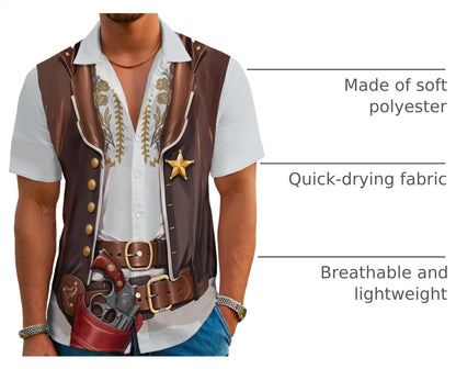 HOTDFZ Funny Hawaiian Shirts for Men Summer Beach Short Sleeve Button Down Shirt Theme Party Shirt