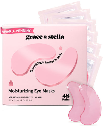 HOTgrace & stella Award Winning Under Eye Mask - Birthday Gifts for Women - Gel Eye Patches for Dark Circles, Puffy Eyes, Undereye Bags - Gifts for Mom - Vegan Self Care (24 Pairs, Gold)