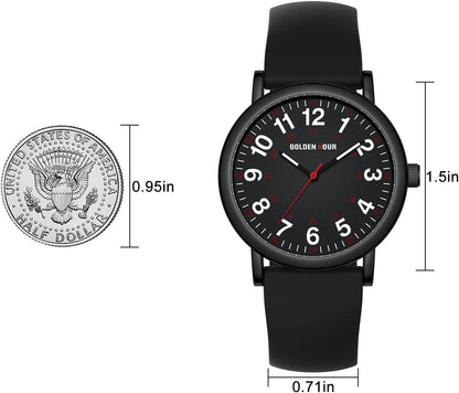 HOTGOLDEN HOUR Waterproof Nurse Watch for Medical Professionals, Students Women Men - Military Time Luminouse Easy Read Dial, 24 Hour with Second Hand, Colorful Silicone Band