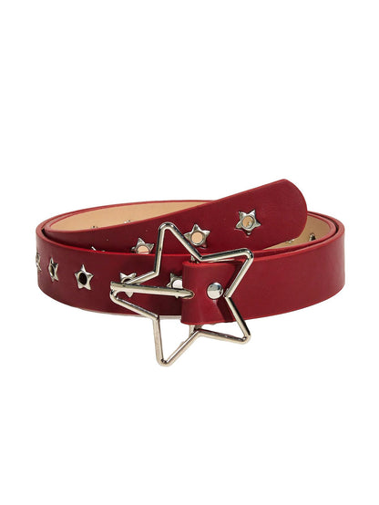 HOTVerdusa Women's Double Grommet Y2K Leather Belt Star Punk Buckle Belts | Leather Belt Women, Y2k Belt, Y2k Accessories, Star Belt, Concert Outfits Women