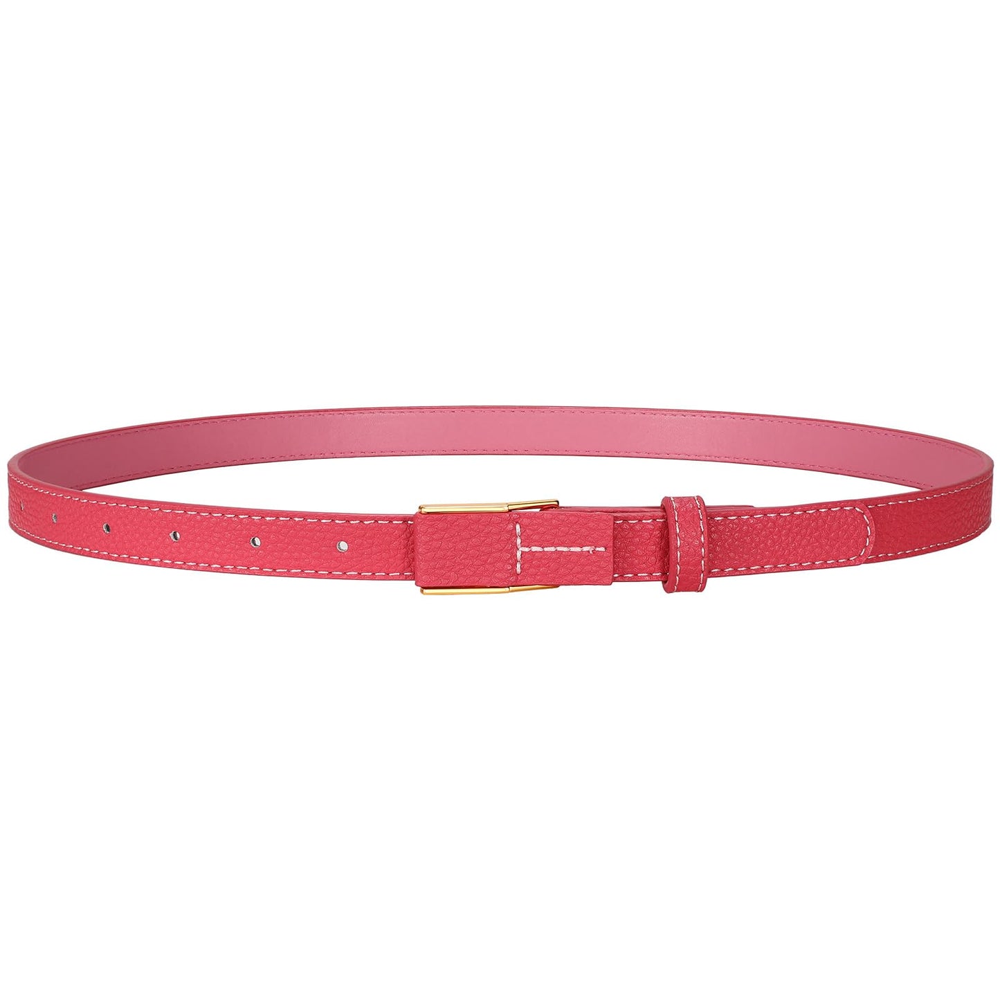 HOTVONMELLI Women Skinny Leather Belt Thin Waist Belt for Women Jeans Dress Fashion Ladies Belt with Gold Buckle