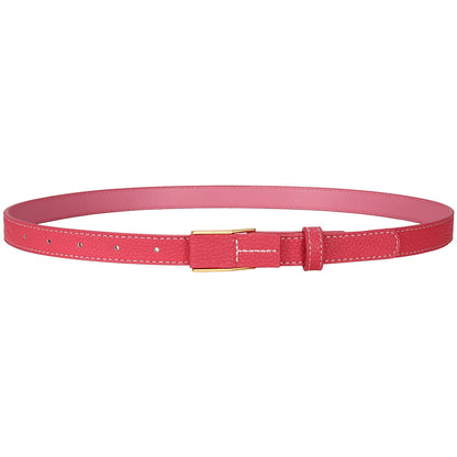 HOTVONMELLI Women Skinny Leather Belt Thin Waist Belt for Women Jeans Dress Fashion Ladies Belt with Gold Buckle