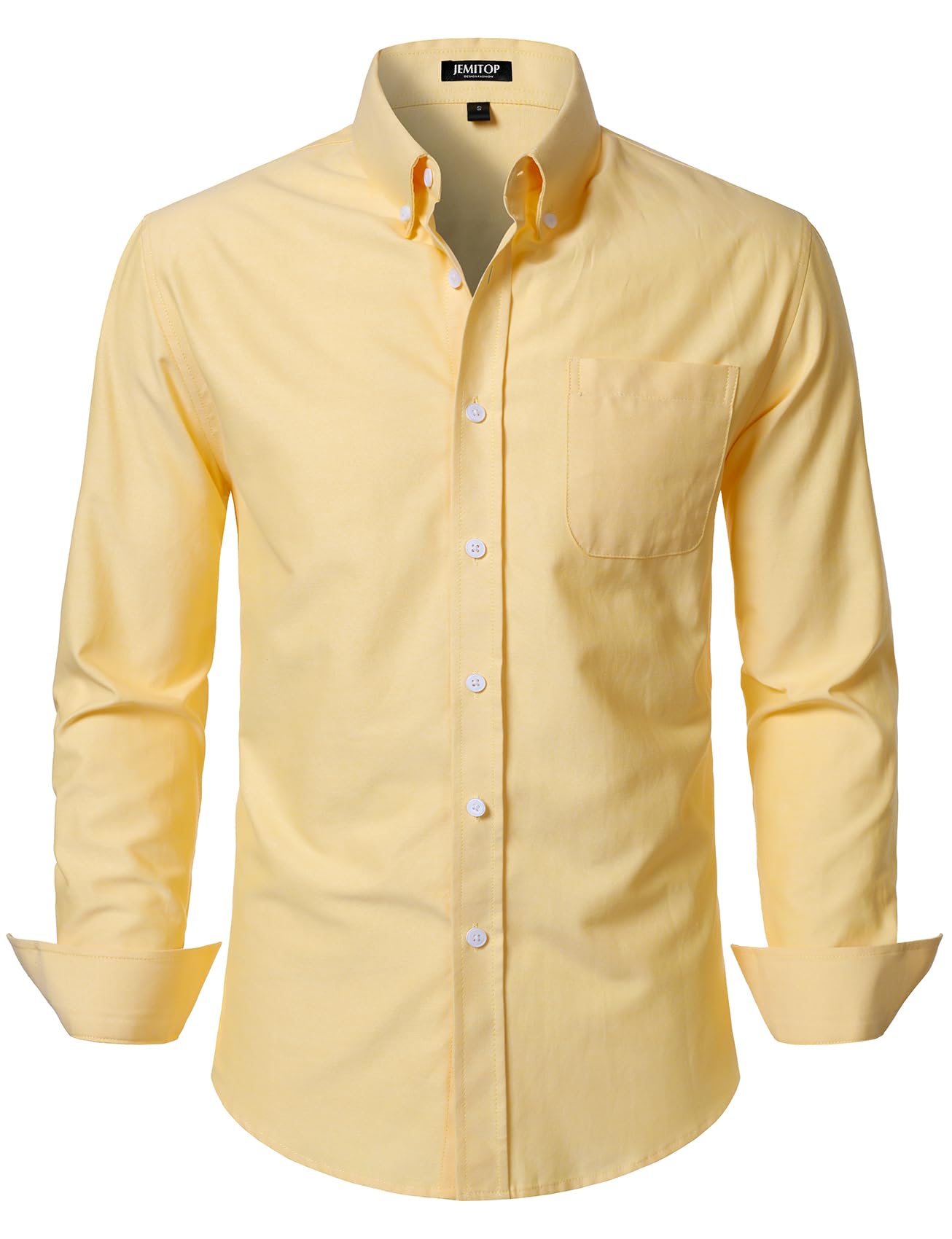 HOTJEMITOP Men's Classic Lightweight Oxford Button Down Collar Shirts Business Casual Long Sleeve Dress Shirt with Pocket