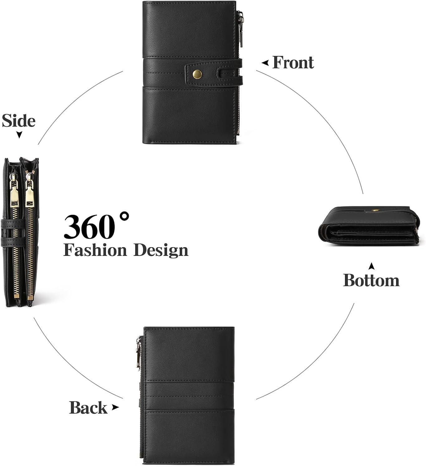 HOTGAEKEAO Wallets for Women Leather RFID Blocking Bifold Double Zipper Pockets Wallet Card Case Purse with 4 ID Windows
