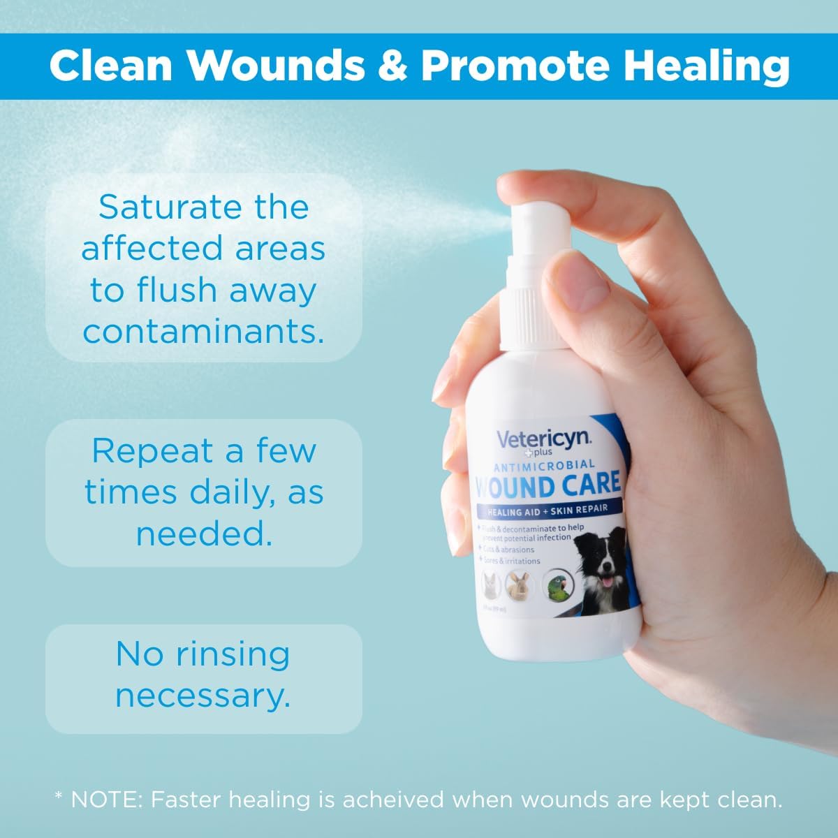 HOTVetericyn Plus Dog Wound Care Spray | Healing Aid and Skin Repair, Clean Wounds, Relieve Dog Skin Allergies, Safe for All Animals. 3 ounces