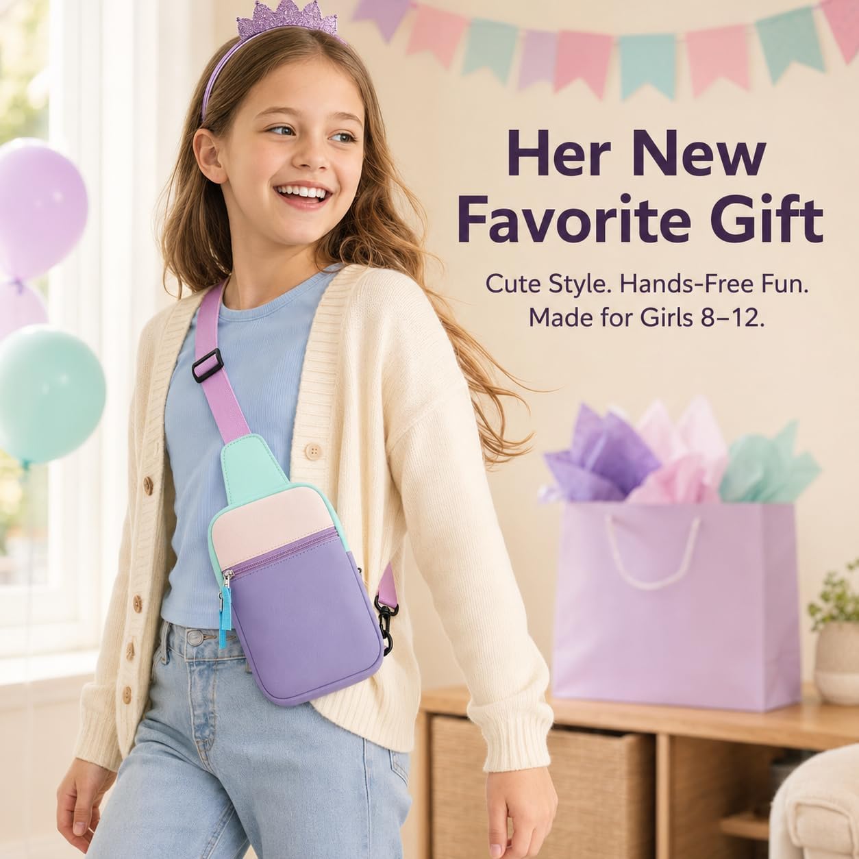 HOTBirthday Gifts for Girls 8-12, Tween Girl Fanny Pack Purse, Trendy Stuff | Back To School Gifts, Preppy Colorblock Design, Adjustable Crossbody Bag, Tween Girls Fashion, Lightweight Travel Essential