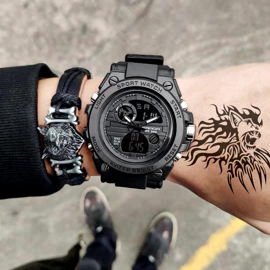 HOTAIMES Mens Watches Sports Outdoor Waterproof Military Watch for Men Tactical Watch Analog Digital Date Alarm Stopwatch Multi-Function Tactics Big Face Wristwatch for Men