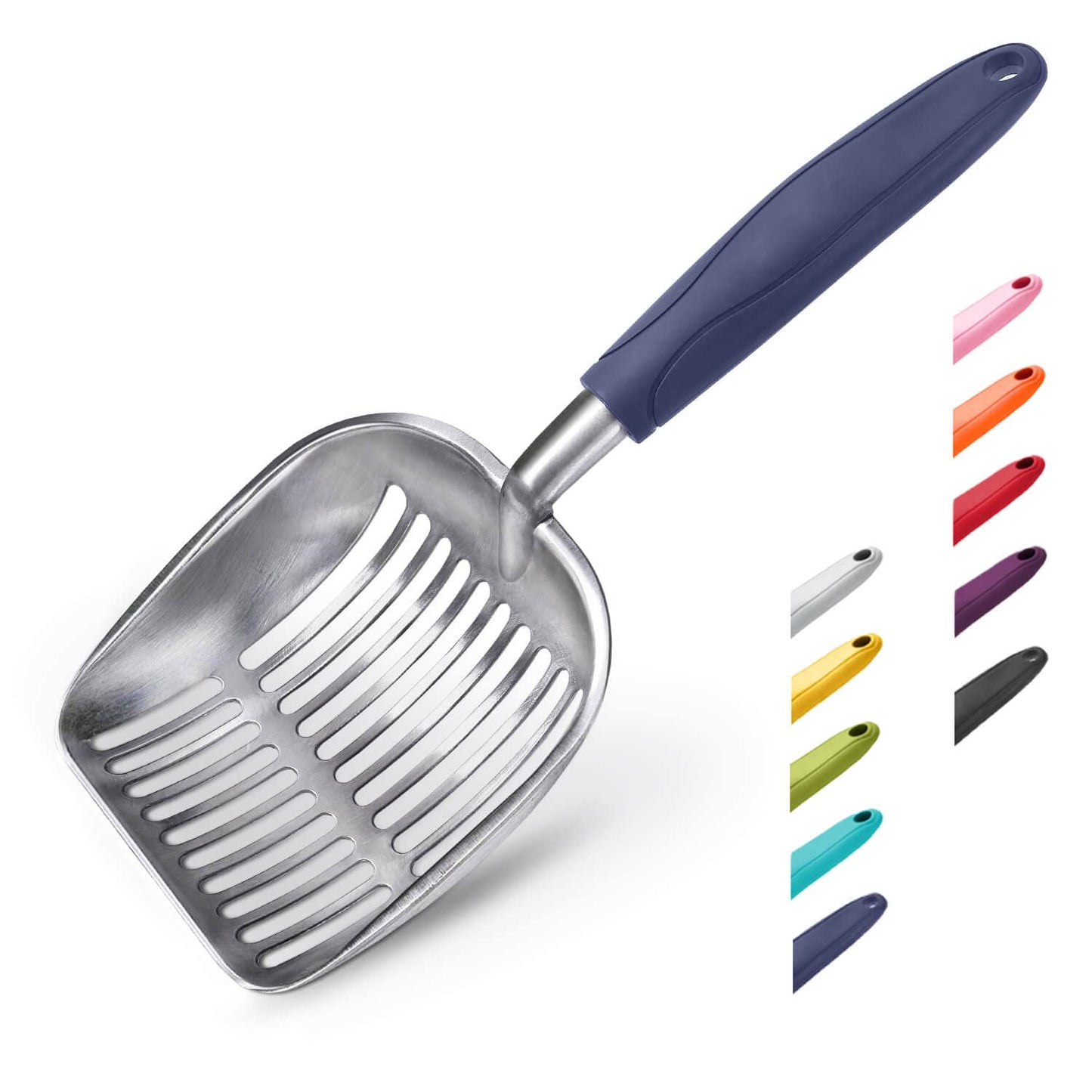 HOTWePet Cat Litter Scoop, Aluminum Alloy Sifter, Kitty Metal Scooper, Deep Shovel, Long Handle, Poop Sifting, Kitten Pooper Lifter, Durable, Heavy Duty, for Litter Box