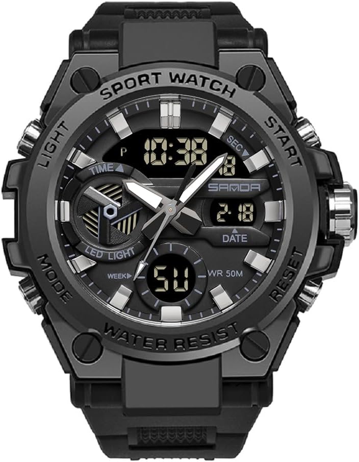 HOTKXAITO Men's Watches Sports Outdoor Waterproof Military Watch Date Multi Function Tactics LED Alarm Stopwatch