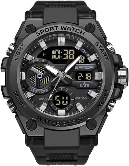 HOTKXAITO Men's Watches Sports Outdoor Waterproof Military Watch Date Multi Function Tactics LED Alarm Stopwatch