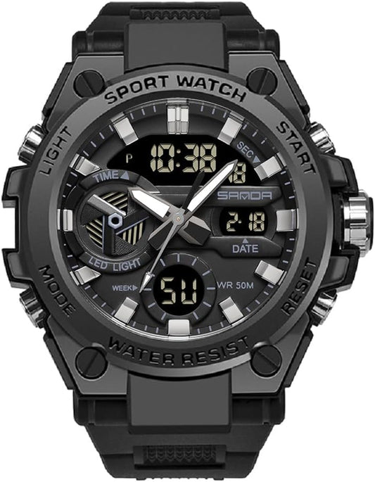 HOTKXAITO Men's Watches Sports Outdoor Waterproof Military Watch Date Multi Function Tactics LED Alarm Stopwatch