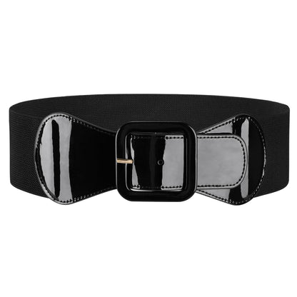 HOTJASGOOD Women Elastic Wide Belt Stretchy Vintage Waist Belt for Dress with Fashion Square Buckle