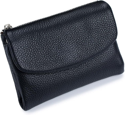 HOTLECDOA Unisex Pebble Leather Wallet, Short Genuine Leather Coin and Card Wallet, Small Wallets for Women, Suitable for Coins and Cards (#15)