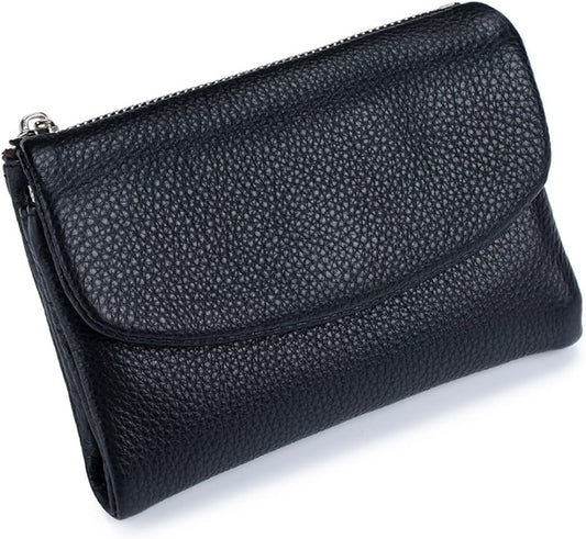 HOTLECDOA Unisex Pebble Leather Wallet, Short Genuine Leather Coin and Card Wallet, Small Wallets for Women, Suitable for Coins and Cards (#15)