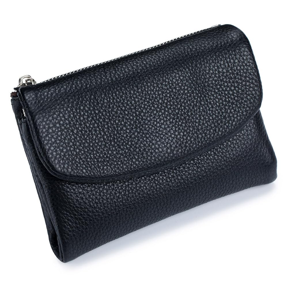 HOTLECDOA Unisex Pebble Leather Wallet, Short Genuine Leather Coin and Card Wallet, Small Wallets for Women, Suitable for Coins and Cards (#15)