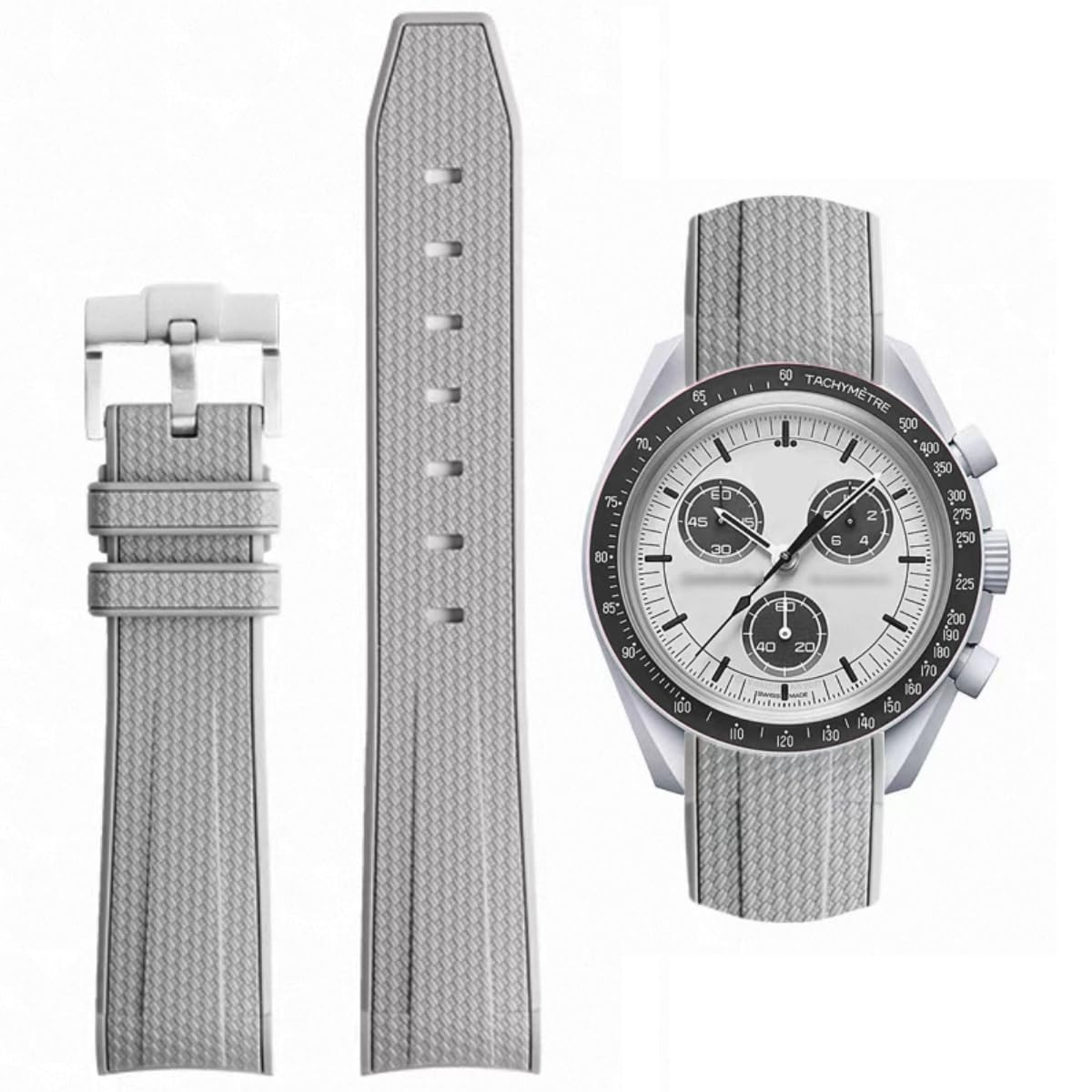 HOTBands for Moonswatch Watch Rubber for Omega x Swatch MoonSwatch 20mm Rolex Seiko Watch Silicone Men with Stainless Steel Replacement Bracelet Original Bracelet Omega x Swatch MoonSwatch Speedmaster