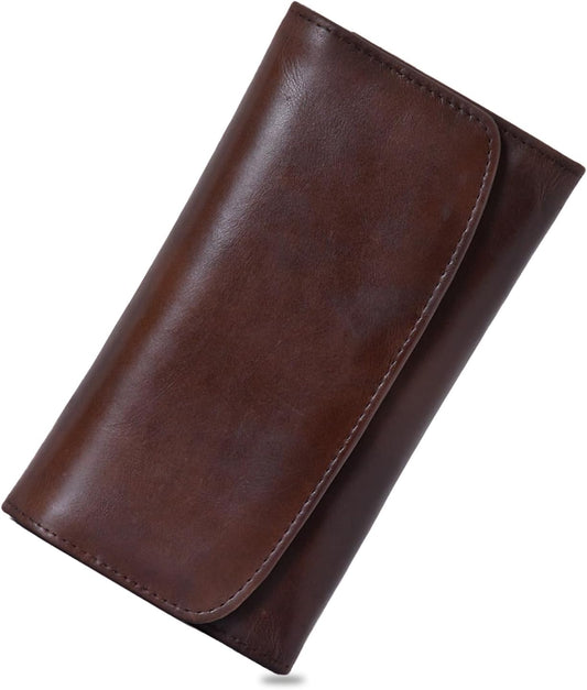 HOTGenuine Leather Wallets for Women 2024 RFID Blocking Ladies Large Trifold Slim Clutch Brown Wallet for Women - 13 Card Slots, 4 Cash Slots - Fits iPhone 14