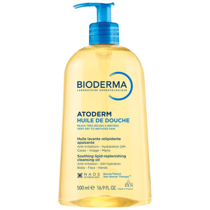 HOTBioderma Atoderm Shower Oil, Cleansing Oil For Face & Body, Nourishing Cleansing Oil For Dry to Atopic Sensitive Skin For Softer & Smooth Skin For Your Whole Family
