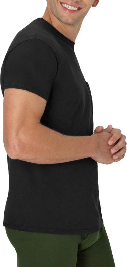 HOTHanes Men's Pocket T-Shirt Pack, 6-Pack, Cool & Breathable Cotton Tees, Stay-Tucked Undershirts for Men