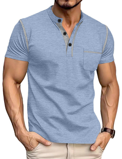 HOTMen's Henley Shirt Short Sleeve T-Shirt Casual Top Pullover Summer Lightweight Tee Shirts with Button
