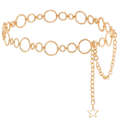 HOTTRIWORKS Waist Chain for Women Ladies Metal Link Chunky Chain Belt for Dresses