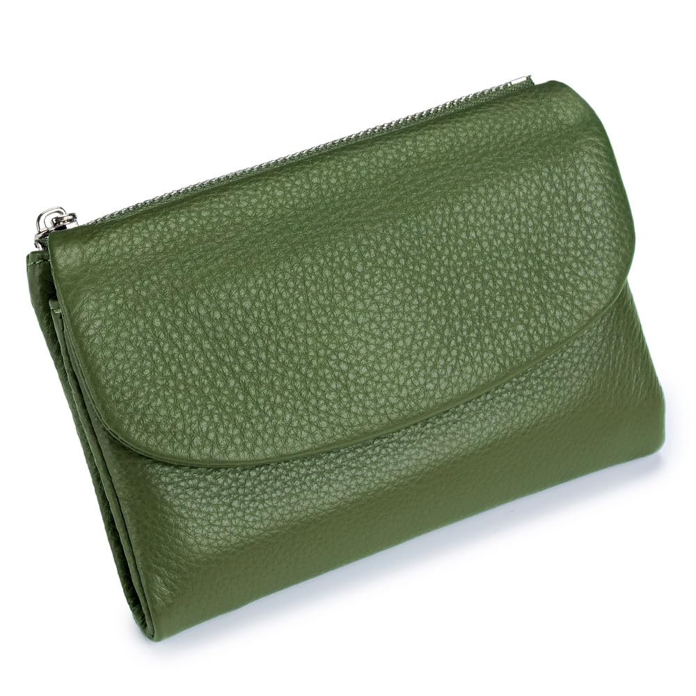 HOTLECDOA Unisex Pebble Leather Wallet, Short Genuine Leather Coin and Card Wallet, Small Wallets for Women, Suitable for Coins and Cards (#15)