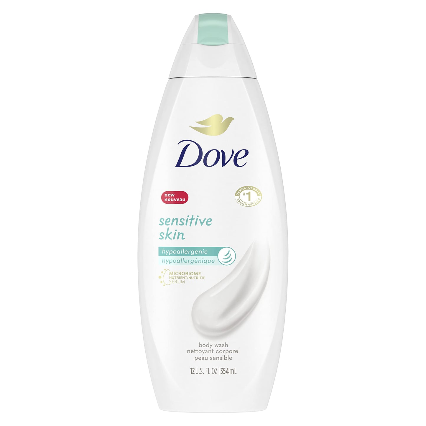 HOTDove Body Wash 3 Count Sensitive Skin For 24hr Lotion-Soft Skin Moisturizing Skin Cleanser Gentle Hypoallergenic Formula with No Sulfates No Parabens