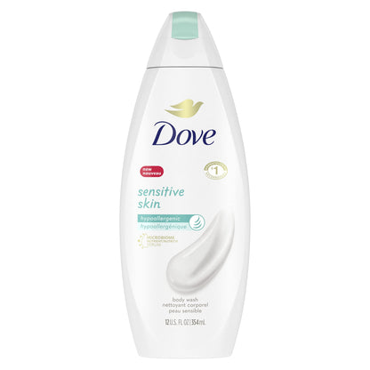 HOTDove Body Wash 3 Count Sensitive Skin For 24hr Lotion-Soft Skin Moisturizing Skin Cleanser Gentle Hypoallergenic Formula with No Sulfates No Parabens