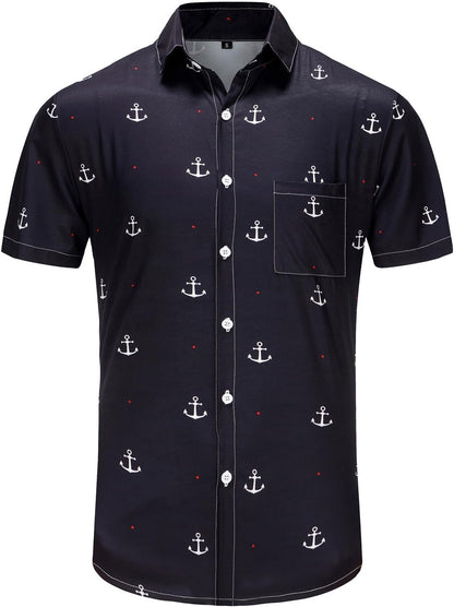 HOTKYKU Funky Hawaiian Shirt for Men Palm Beach Shirts Tropical Vacation Clothes