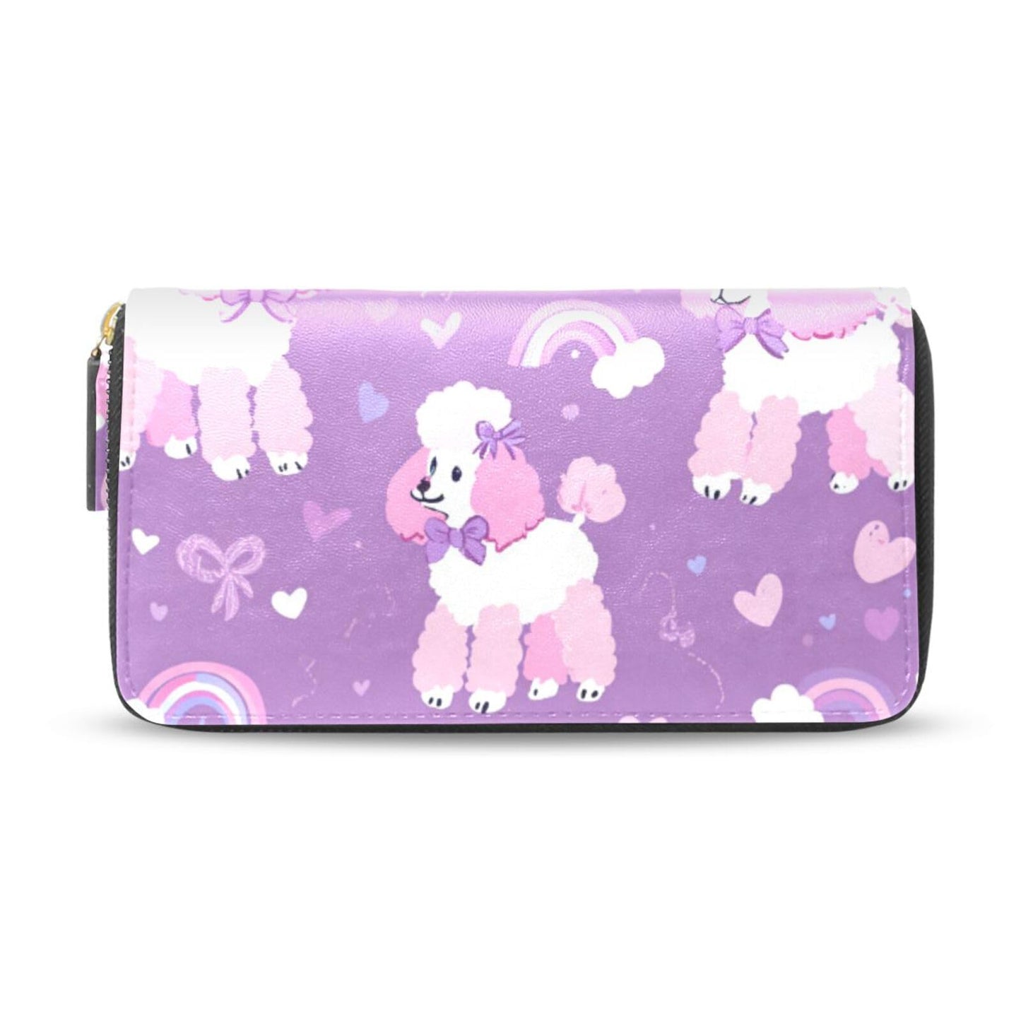 HOTWomens Long Leather Wallet Zip Around Clutch Purse Large Capacity Card Holder Organizer Pink Grid Roses