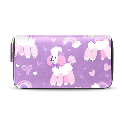 HOTWomens Long Leather Wallet Zip Around Clutch Purse Large Capacity Card Holder Organizer Pink Grid Roses