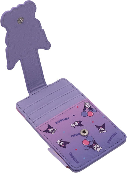 HOTSlim Kitty Friends RFID Blocking Credit Cards Holder Wallet Japanese Cute Characters with Window ID Slot (Kuromi's Purple)