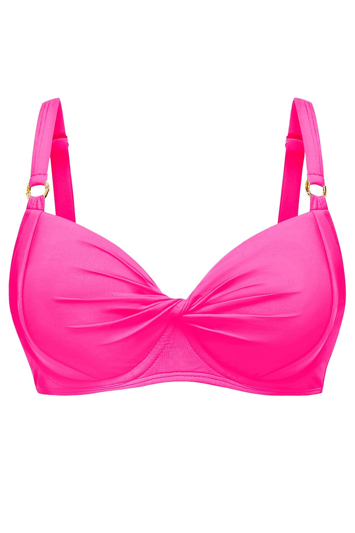 HOTWomen Underwire Bikini Top - Bra Padded Push Up Swimsuit Top | Twist Front Design, Wide Adjustable Straps,Unremovable Cups for Fixed Lift,Full Lining,3-gear Adjustable Hook Closure