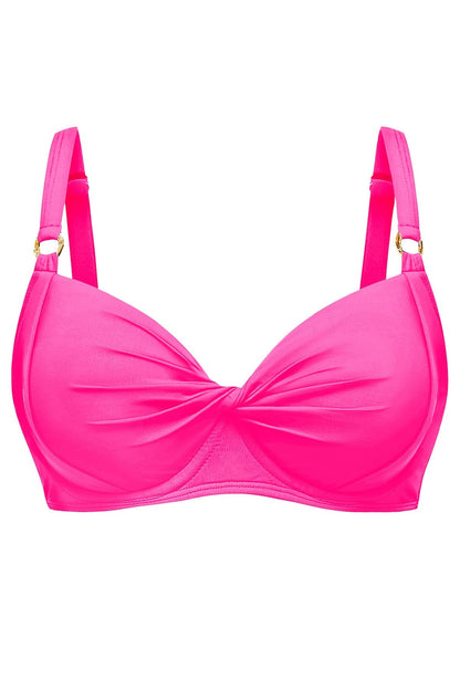 HOTWomen Underwire Bikini Top - Bra Padded Push Up Swimsuit Top | Twist Front Design, Wide Adjustable Straps,Unremovable Cups for Fixed Lift,Full Lining,3-gear Adjustable Hook Closure