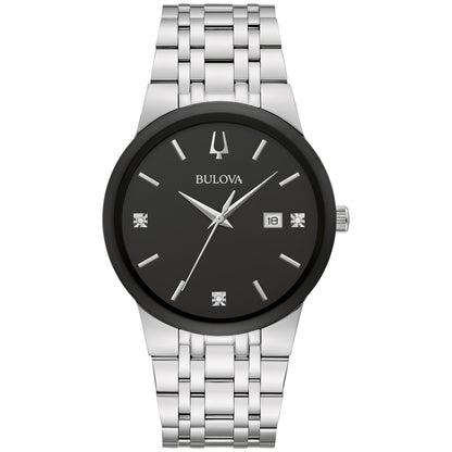 HOTBulova Men's Modern Gold Tone Stainless Steel 3-Hand Calendar Date Quartz Watch, Diamond Dial