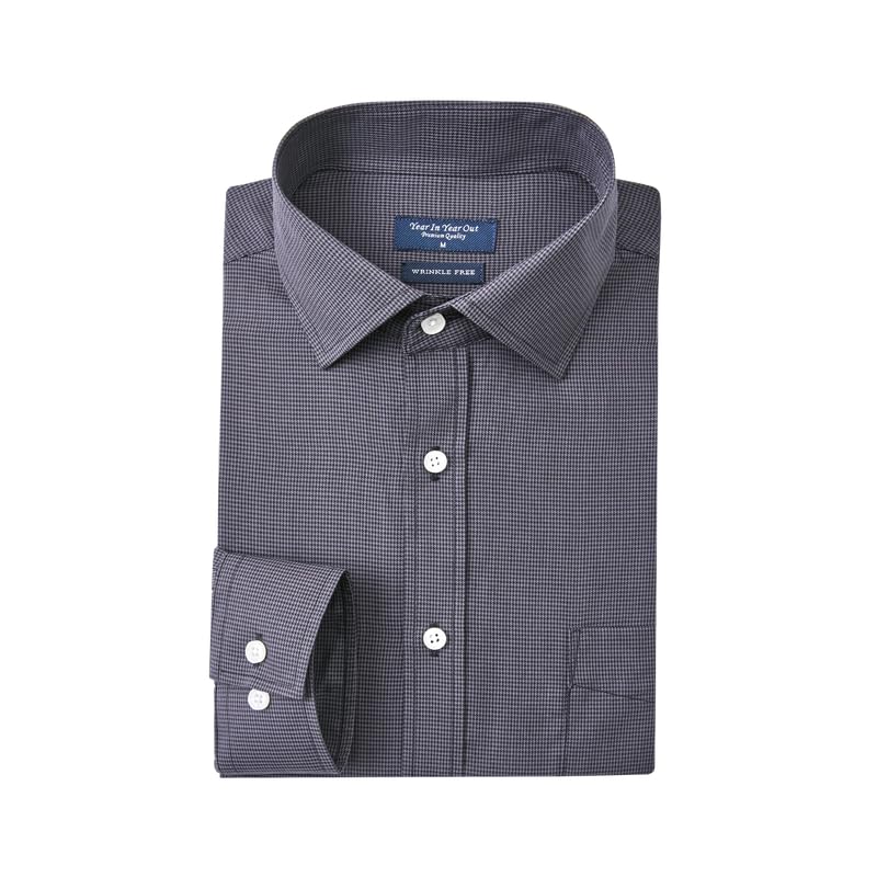 HOTYear In Year Out Wrinkle Free Dress Shirt for Men Regular Fit Long Sleeve Wrinkle Resistant Shirt