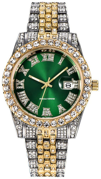 HOTHip Hop Watches for Men Iced-Out Bling Diamond Luxury Quartz Watches with Date