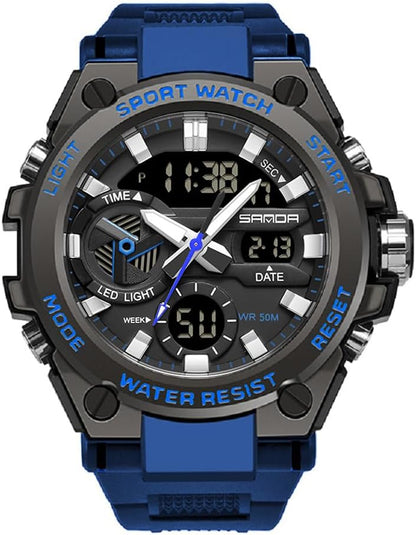 HOTKXAITO Men's Watches Sports Outdoor Waterproof Military Watch Date Multi Function Tactics LED Alarm Stopwatch