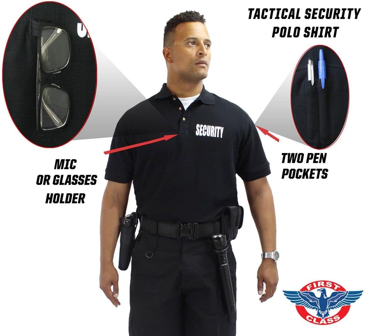 HOTFirst Class Poly Cotton Tactical Polo Shirts - Security Guard Officer Shirt