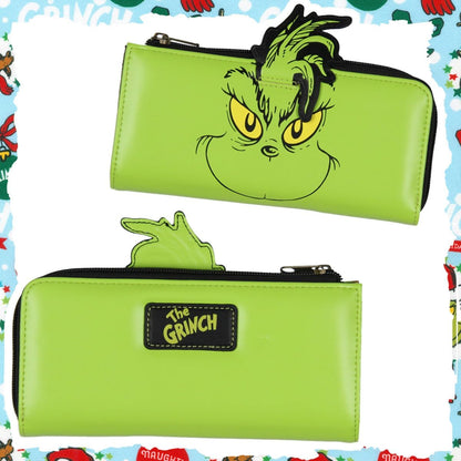 HOTBioworld Dr. Seuss How The Grinch Stole Christmas 3D Character Faux Leather Zip Closure Wallet