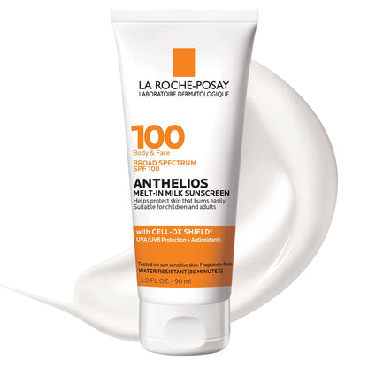 HOTLa Roche-Posay Anthelios Melt-In Milk Sunscreen SPF 100, Sunscreen For Body & Face, Broad Spectrum SPF + Antioxidants, Oil Free, For Sun Sensitive Skin, Oxybenzone Free