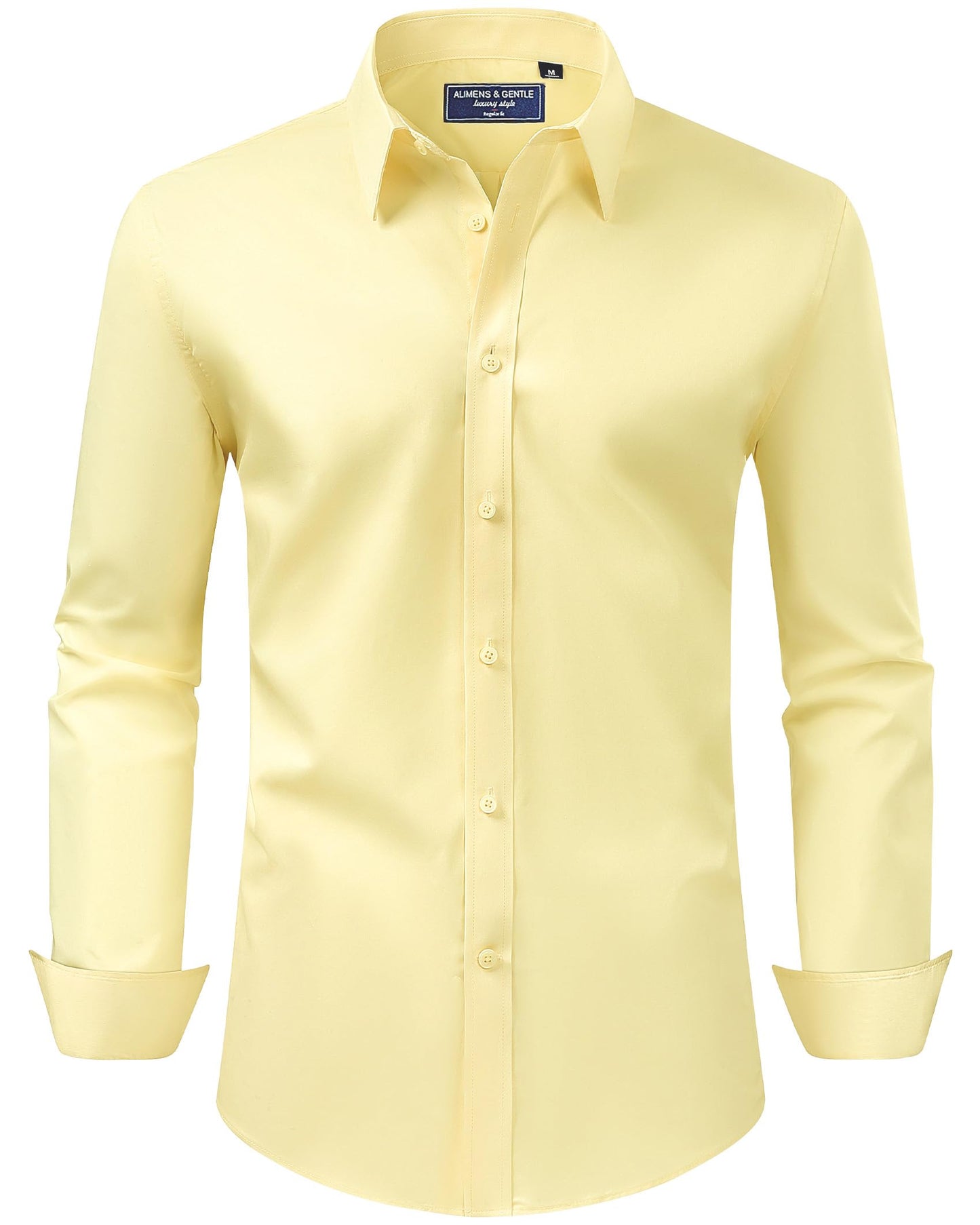 HOTAlimens & Gentle Men's Dress Shirt Regular Fit Stretch Stain Shield Long Sleeve Solid Business Wedding Button Down Shirts